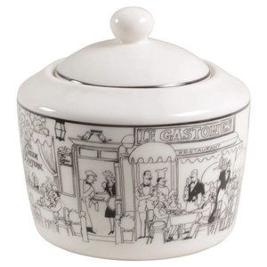 Epoch Le Gastones Restaurant Sugar Bowl Lid Black White Illustrations Of Paris